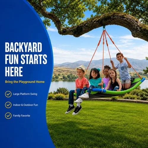 Vista 2 de PLATPORTS Columpio de plataforma – Columpio rectangular grande para niños y adultos