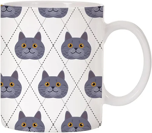 Vista 20 de Adorable Cat Breed Design Argyle Pattern Taza de café de cerámica (abisinian)