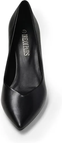 Vista 2 de DREAM PAIRS Zapatos de tacón alto y grueso para mujer, con puntera cerrada, puntera puntiaguda, para boda, fiesta, elegante, sin cordones