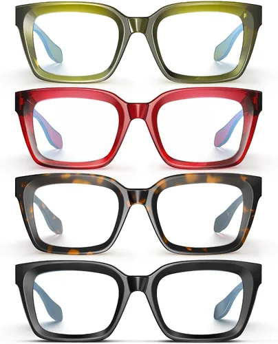 Vista 13 de Square Blue Light Glasses for woman Chunky Oversized negro (Black&Clear)
