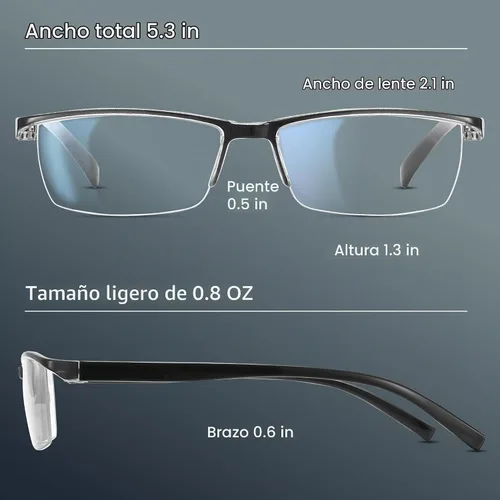 Vista 4 de Gaoye Lentes de lectura de estilo ejecutivo para hombre, lectores duraderos con filtro de luz azul, ajuste cómodo con marcos TR90 2negro