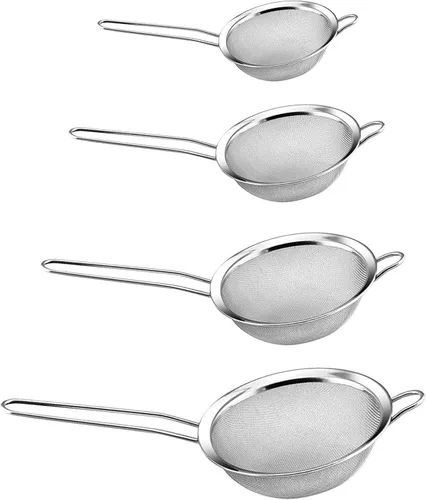 Vista 8 de YBM HOME Colador de malla fina de acero inoxidable con mango para enjuagar granos, frijoles y frutas de arroz, 2.5 pulgadas