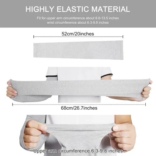 Vista 3 de Bellady Mangas de brazo para hombre manga elástica para tatuaje de brazo guantes largos sin dedos