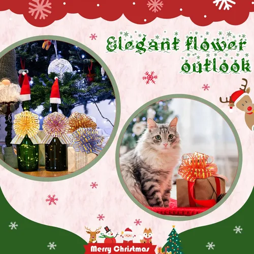Vista 4 de Poen 24 Piezas Lazos de Organza con Cordón de Navidad de 6 Pulgadas Lazos Grandes de Cinta para Envolver Regalos Manualidades para Envolver Regalos