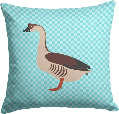 Vista 340 de Caroline's Treasures BB8163PW1414 Beltsville - Almohada decorativa de tela a cuadros pequeños, color blanco, pavo y gallina azul, lavable a máquina