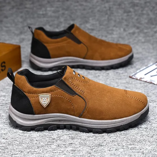 Vista 3 de APQAIKV Zapatos de senderismo para hombre, zapatos deportivos de gamuza de moda para exteriores, zapatos deportivos casuales de color puro, botas