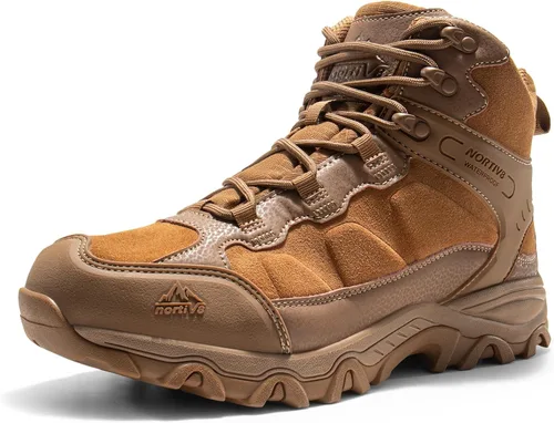 Vista 17 de NORTIV 8 - Botas de senderismo impermeables para hombre, zapatos de montañismo ligeros para exteriores