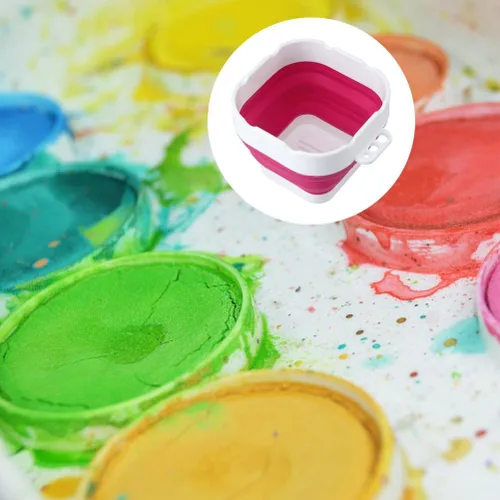 Vista 3 de Lavadora de cepillo de silicona plegable – Taza de agua plegable portátil y lavabo para acuarela, acrílico, pintura al óleo Limpiador de pinceles
