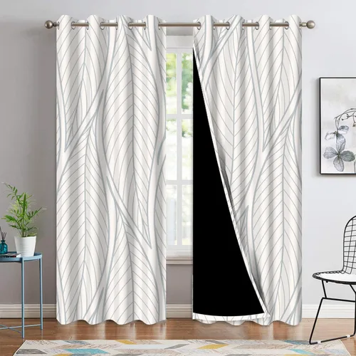Vista 20 de Cortinas opacas 52 x 84 pulgadas, 2 paneles con aislamiento térmico y oscurecimiento, cortinas de ojal para ventanas para dormitorio y sala de estar