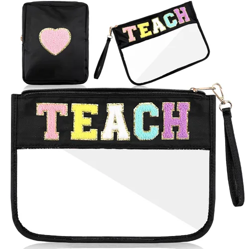 Vista 11 de Hillban Juego de 2 bolsas de bebé de chenilla, bolsas de letras de chenilla, bolsa de maquillaje, bolsa de viaje para bebé, impermeable, portátil