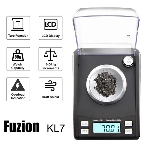 Vista 2 de Báscula de miligramos Fuzion 1.76 oz/0.00 oz, báscula de polvo con 6 accesorios Incluye pesas de calibración, escala de mg para polvo, suplemento