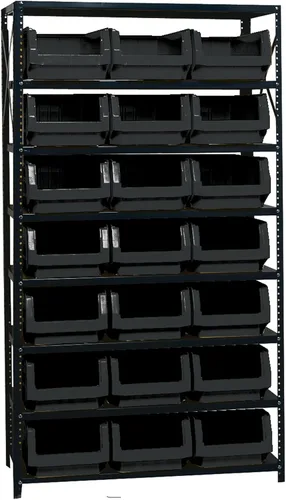 Vista 157 de Quantum QSBU-245BK Heavy Duty Shelving Unit with (7) Shelves and (24) QUS245 Black Bins for Garage Warehouse Storage Distribution 400 lb Load
