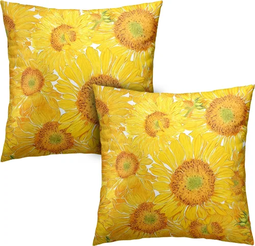 Vista 76 de Juego de 2 fundas de almohada abstractas bohemias de 16 x 16 pulgadas, modernas fundas de almohada de mediados de siglo, diseño de hojas verdes