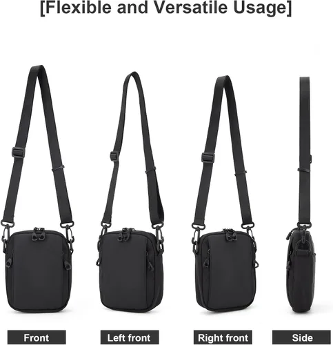 Vista 7 de WEPLAN Bolso cruzado para hombre, mini bolso de hombre, bolso de hombro de mensajero de viaje para hombre, bolsas laterales pequeñas para hombre