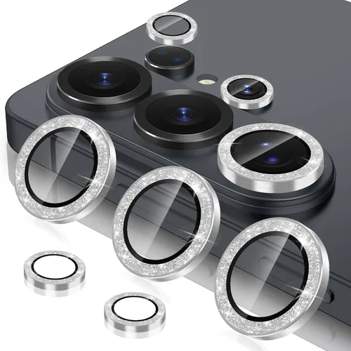 Vista 18 de Casetego Protector de lente de cámara para Galaxy Z Fold 8, [Diseño de purpurina mejorado], [Fuerte adherencia], lente de vidrio templado 9H negro