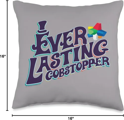 Vista 4 de Willy Wonka Chocolate Factory Everlasting Gobstopper - Almohada (16.0 x 16.0 in), multicolor