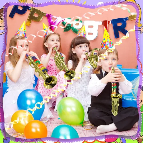 Vista 7 de Treela Juego de 4 instrumentos musicales para niños, clarinete de juguete saxofón, trompeta y trompeta para principiantes con más de 10 teclas