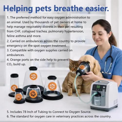 Vista 7 de Juego de máscaras de oxígeno para mascotas, ayuda respiratoria diseñada por veterinarios para perros, gatos, pájaros, animales, 5 tamaños, fácil