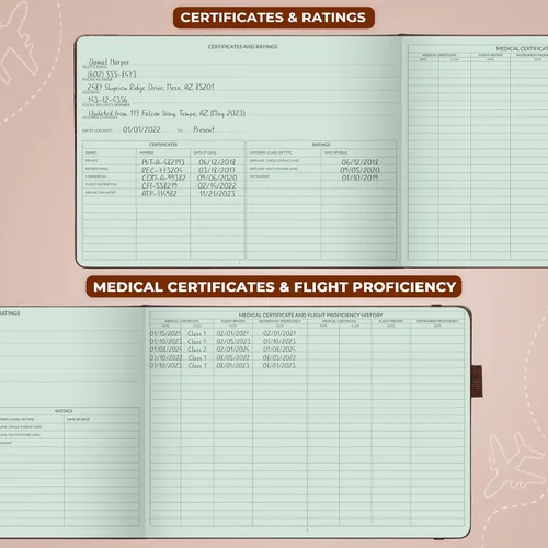 Vista 4 de Skyline Pilot Logbook, Professional Aviation Flight Log Book, Aviator Brown marrón (Aviator Brown)