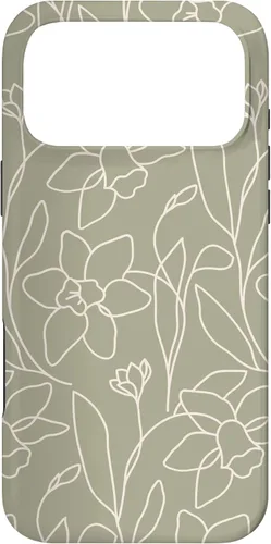 Vista 22 de Poppy Flower Line Art Modern Leaves Boho Artichoke Green Case for iPhone 17