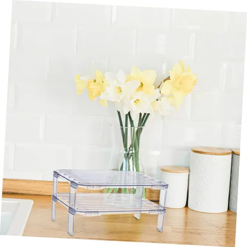 Vista 5 de SHOWERORO - Estante apilable para congelador, 2 unidades, estante de almacenamiento de cocina de 11.12 x 9.55 x 5.70 pulgadas, estante plegable