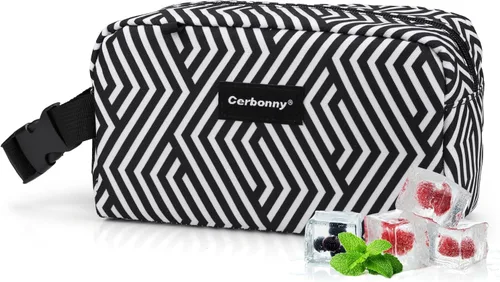 Vista 9 de Bolsa de almuerzo mini enfriadora Cerbonny, bolsa de almuerzo congelable y bolsa de snacks, bolsa aislada para viaje/trabajo/escuela, lonchera mini