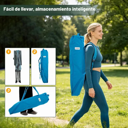 Vista 8 de SUNNYFEEL Silla de camping plegable de respaldo alto 500 libras con marco