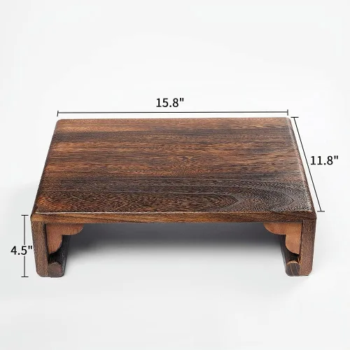 Vista 2 de Taburete bajo de madera, taburete rectangular para cama, escalera de superficie grande para cocina y baño, taburete reposapiés debajo