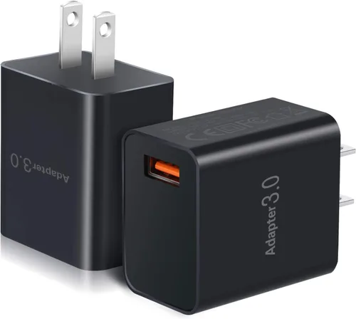 Vista 8 de OKRAY - Enchufe de pared USB, paquete de 2 unidades de 18 W, bloque de carga rápida 3.0, adaptador de corriente de carga rápida, cargador de viaje