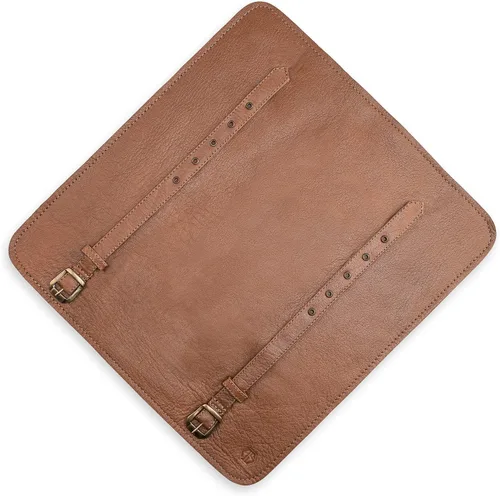 Vista 5 de Bolsa de rollo de cuchillos Cuero Genuino - Bolsa de cuchillos de chef 7 ranuras - Estuche de cuero para cuchillos Sam