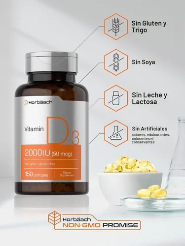 Vista 5 de Horbaach Vitamina D3 2000IU cápsulas blandas 150 unidades 50mcg
