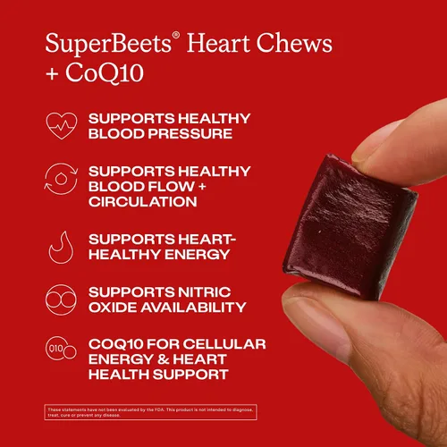 Vista 3 de humanN SuperBeets Heart Chews Advanced - 100mg de CoQ10 Plus Extracto de Remolacha y Extracto de Semilla de Uva, 60