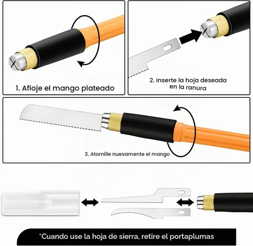 Vista 4 de Honoson Mini herramientas de sierra de mano, kit de hojas de sierra para pasatiempos con 9 pequeñas hojas de sierra de afeitar para miniaturas