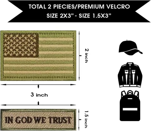 Vista 2 de Parche de bandera estadounidense, juego de 10 paquetes, parches militares tácticos de moral de Estados Unidos para mochilas, sombreros, equipos