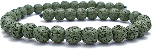 Vista 7 de Cuentas de piedra de lava de colores, cuentas redondas de roca volcánica, cuentas sueltas para collares, pulseras, joyas (marrón, 0.24 pulgadas)