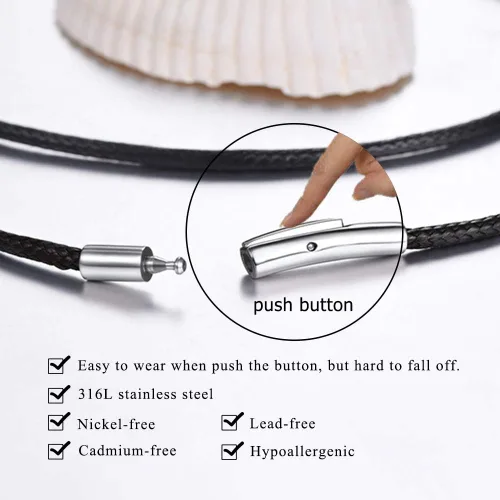 Vista 4 de Stainless Steel Pendant Necklace for Men Women Cool Punk Shark Teeth Necklace Cross Necklace Star of David Necklace Black Leather Cord Come Gift Box