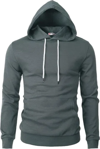 Vista 10 de H2H Sudadera con Capucha Tipo Pullover para Hombre, Ligera, de Manga Larga, con Bolsillo Canguro, Ajuste Ceñido, Básica, Casual, Suéter