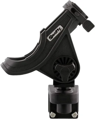 Vista 2 de Scotty #284-BK Baitcaster/Soporte de caña giratoria con soporte de riel cuadrado #243, negro