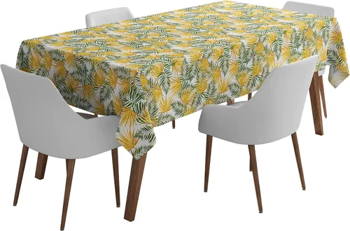 Vista 6 de Mantel cuadrado para interiores y exteriores de 58 x 58 pulgadas, mantel cuadrado impermeable para mesa de patio, manteles de primavera/verano