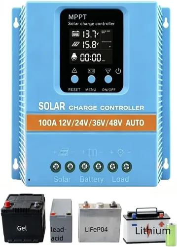 Vista 9 de Controlador de carga solar de 30A [Actualizado], regulador inteligente de batería de panel solar negro con puerto USB dual 12V/24V PWM, parámetro