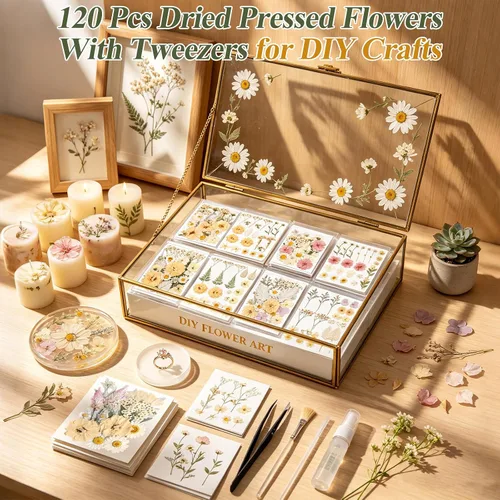 Vista 7 de 120 piezas de flores secas prensadas secas florales para decoración de Flores prensadas boho