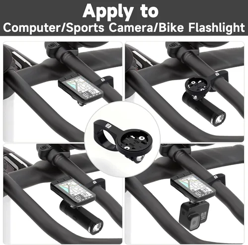 Vista 4 de Soporte para computadora de bicicleta para Garmin, barras Aero Bar, soporte de computadora GPS, tamaño compatible con manillar de 0.874 in y 0.882