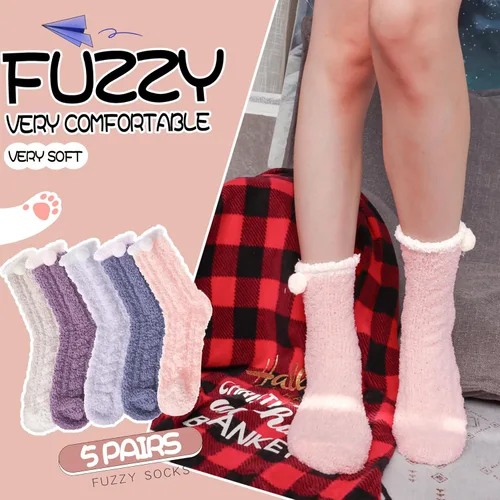 Vista 2 de EBMORE Womens Fuzzy Socks Slipper Fluffy Cozy Comfy Cabin Plush Warm Winter Sleep Home Soft Socks