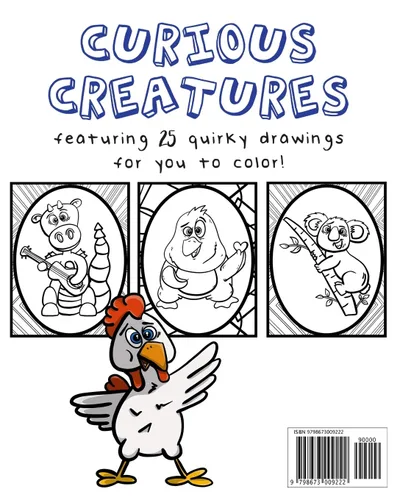 Vista 2 de Curious Creatures A Quirky Animal Coloring Book featuring 25 quirky drawings for you to color!
