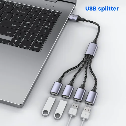 Vista 3 de MOGOOD Divisor USB, adaptador electrónico USB 2.0 de 4 puertos, concentrador USB multizócalo para transferencia de datos y carga de energía