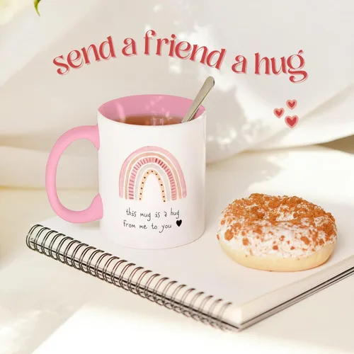 Vista 2 de Unboxme Gifts Hug in a Mug – Taza de café rosa de 12 onzas con cita sincera, un regalo para que tu mejor amiga, hermana o mamá sienta tu amor