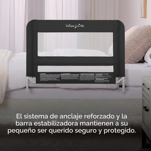 Vista 7 de Dream On Me Barandilla de Seguridad de Malla para Cama – Protector de Seguridad para Niños Pequeños con Malla Transpirable, Sistema de Anclaje