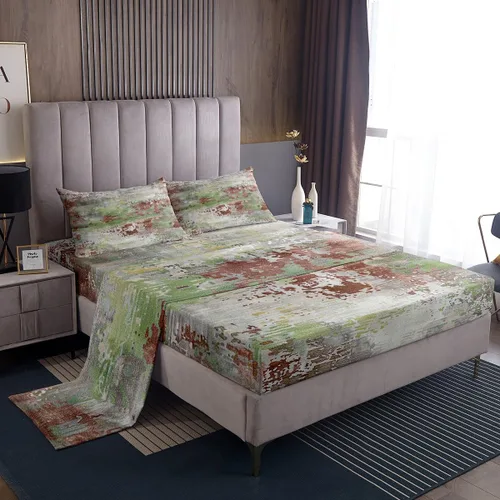 Vista 7 de Erosebridal Juego de sábanas tamaño individual con estampado de teñido anudado en acuarela, degradado beige y gris, para niños y adolescentes, juego