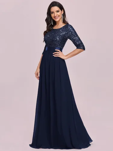Vista 3 de Ever-Pretty 0683 - Vestido largo de noche con lentejuelas y cuello redondo para mujer