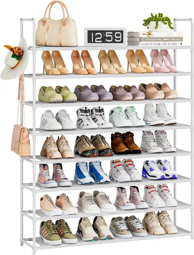 Vista 13 de OYREL Organizador de zapatos de 5 niveles para armario, entrada, garaje, puerta, ahorro de espacio, soporte/torre para zapatos, grande, capacidad